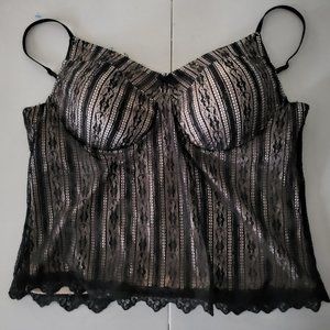 spaghetti strap black lace top with built in bra cups size M